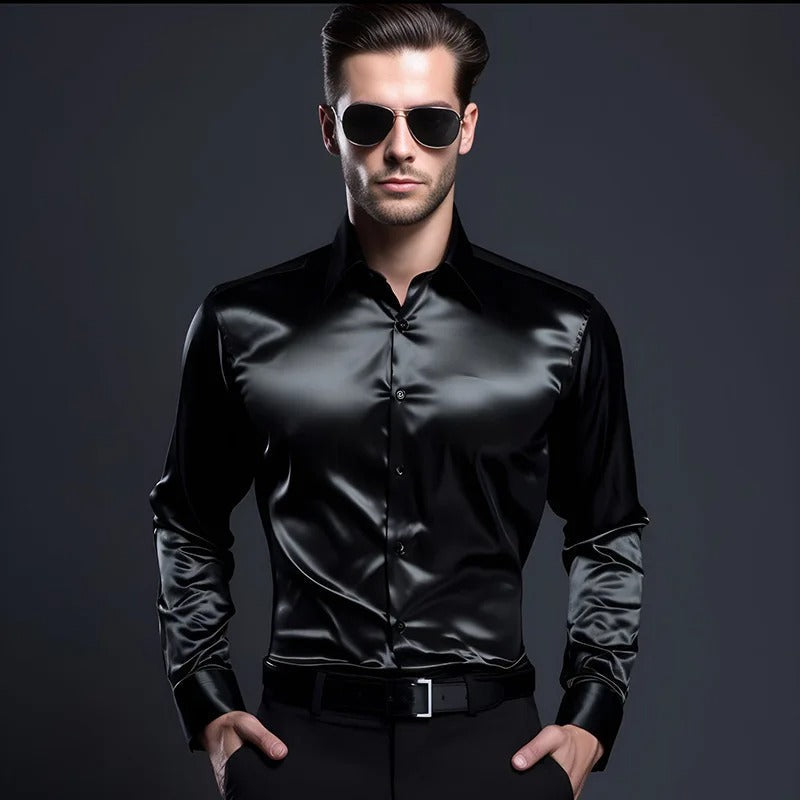 Franjo – Elegantes Satin-Herrenhemd – Bild 1