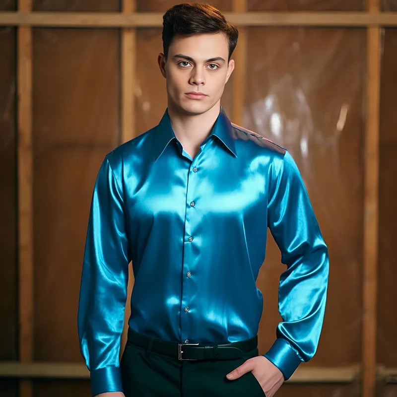 Franjo – Elegantes Satin-Herrenhemd – Bild 8